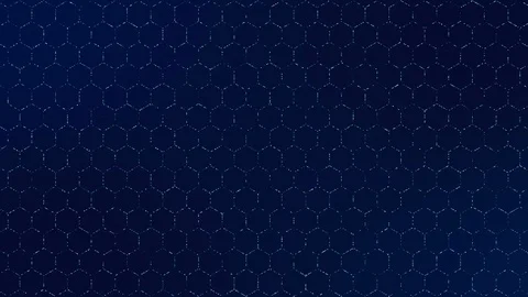 Animated grid of hexagons. It consists of blue particles. 4K. Stock Footage 126227804