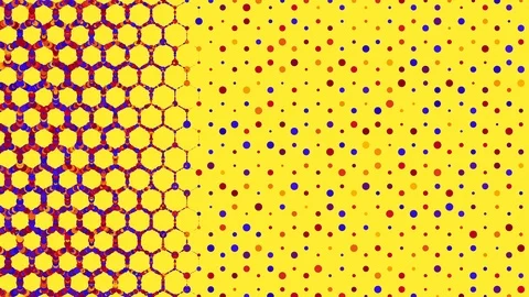 Animated grid of hexagons. It consists of colorful bright particles. Stock Footage 126231624