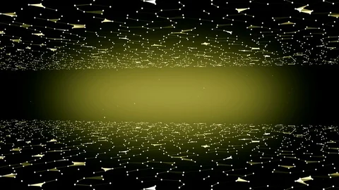 Animated grid lines and dots forming sci-fi fields rotating over black Stock Footage 123505983