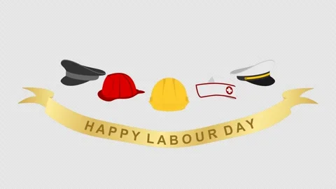 Animated a group of hat in different Professions, labour day concept. Stock Footage 273991549