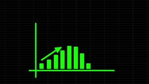 Animated growing arrow over graph bar. business graph. Business success bar.. Stock Footage 307311671