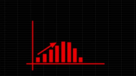 Animated growing arrow over graph bar. business graph. Business success bar.. Stock Footage 307311678