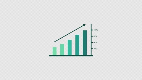 Animated growing bar chart with percentage scale and trend arrow for corpor.. 스톡 동영상 341892552