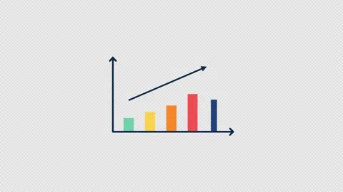 Animated growing bar chart with upward trend arrow for business analytics Stock Footage 341892514