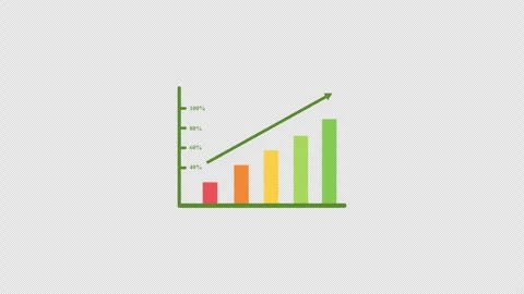 Animated growing percentage bar chart with upward trend arrow for financial.. 스톡 동영상 341892707
