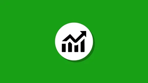 Animated growth chart icon appears on a green screen, symbolizing progress .. Stock Footage 327762895