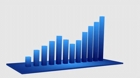Animated growth graph chart with 12 bars in blue gradient color, Stock Footage 302582113