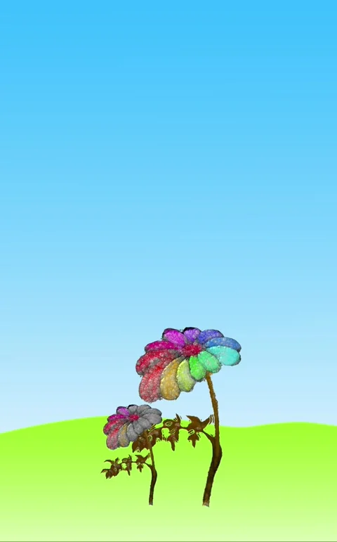 Animated growth of two multi-colored flowers symbolizing great love. Stock Footage 286077015