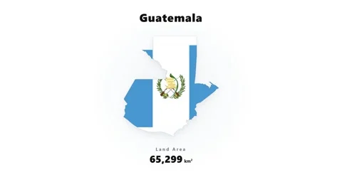 Animated Guatemala map with flag colors, emblem badge, and changing statistic Stock Footage 345643194