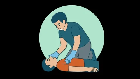 Animated Guide to Checking Response and Performing Chest Compressions Stock Footage 317602267