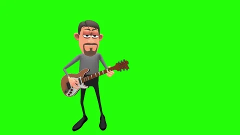 Animated guitar character devil sign Stock Footage 85678691