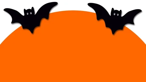Animated Halloween background with black bats and orange full moon graphic .. Stock Footage 345123877