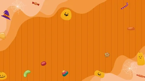 Animated Halloween Background with Pumpkins and Candy. Stock Footage 318465742