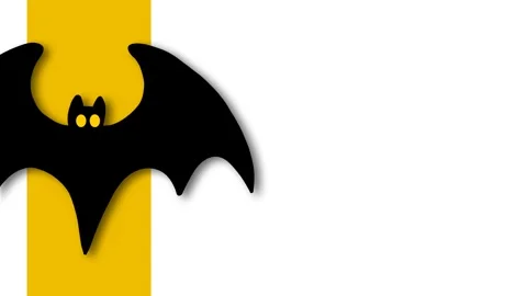 Animated Halloween black bat with glowing yellow eyes background with copy .. Stock Footage 346745409