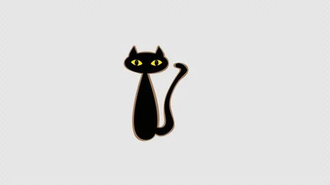Animated Halloween Black Cat Element with Jitter Effect Stock Footage 340863058