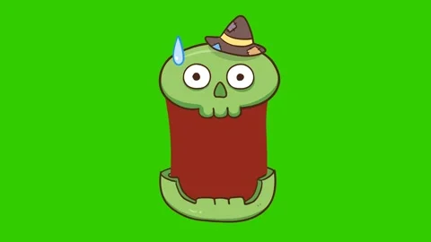 Animated Halloween Ghost with Wide Open Mouth - Green Screen Stock Footage 282790391