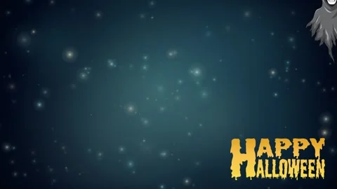 Animated Halloween Greeting with Floating Ghosts and Glowing Magic Particles Stock Footage 340001404