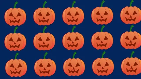 Animated Halloween pattern of carved pumpkins.  動画素材 314984238