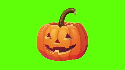 Animated halloween pumpkin jack o lantern glowing and moving on green screen Stock Footage 315794027