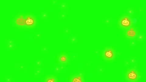 Animated halloween pumpkins and ghosts floating on green screen background with Stock Footage 340611719