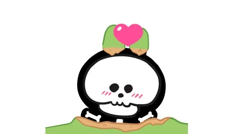Animated Halloween Skeleton Emerging from Grave and Heart - White Background Stock Footage 282790376