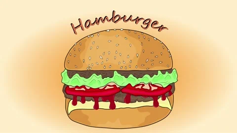 Animated hamburger on a brown background. Stock Footage 147138400