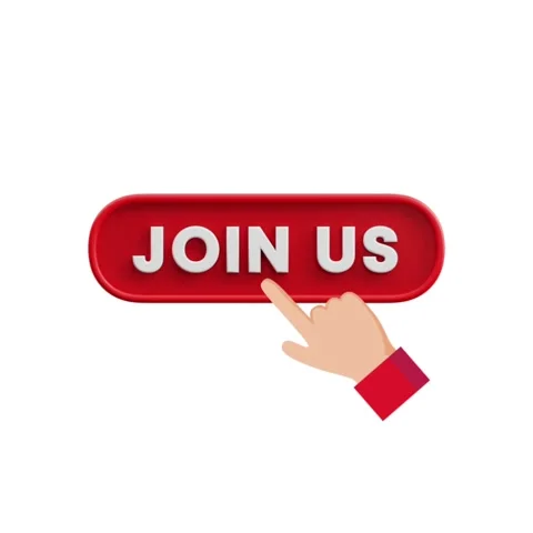 Animated hand clicking 3d red join us button icon on white background Stock Footage 344238728