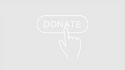 Animated hand clicking donate button white line icon Stock Footage 335746012