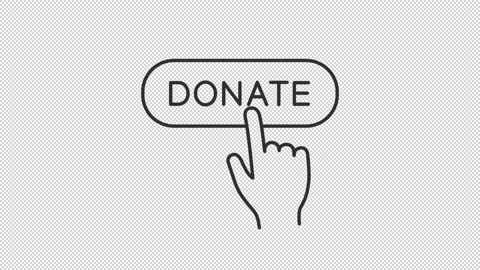 Animated hand clicking donate key line icon Stock Footage 335745084