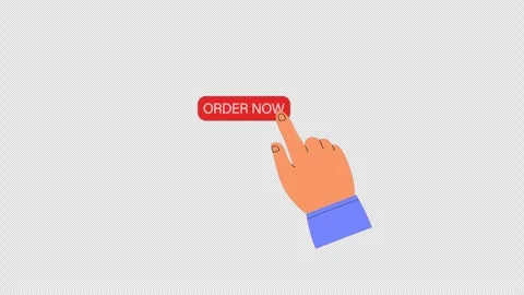 Animated Hand Clicking an Order Now Button - Transparent Stock Footage 343819211