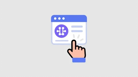Animated Hand Cursor Clicking a Technology Icon on a Web Browser Interface Stock Footage 345978878