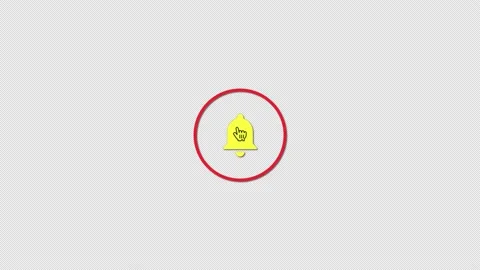 Animated  hand cursor clicks on the multicolored round bell button Stock Footage 149648037