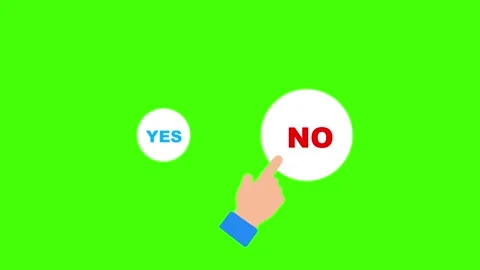 Animated Hand Cursor Selecting Yes Button on Green Screen Stockbeeldmateriaal 347006456