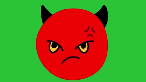 Animated Hand Drawn Angry Devil Emoji Effect Green Screen Overlay Видео 340532084