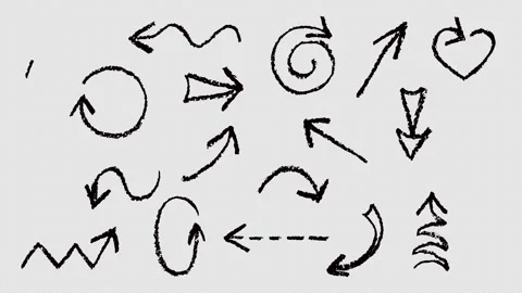 Animated hand drawn arrows pointer set. Crayon, chalk or pencil doodle arrows Stock Footage 146445607