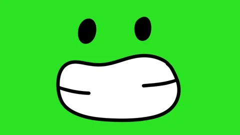 Animated Hand Drawn Awkward Grin Face Green Screen Overlay Stock Footage 340532031