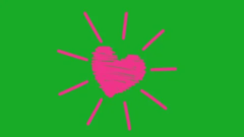 Animated Hand Drawn Bursting Scribble Heart Effect Green Screen Overlay Stockbeeldmateriaal 340531834