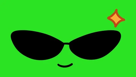 Animated Hand Drawn Cool Sunglasses Winking Smile Green Screen Overlay 스톡 동영상 340532075