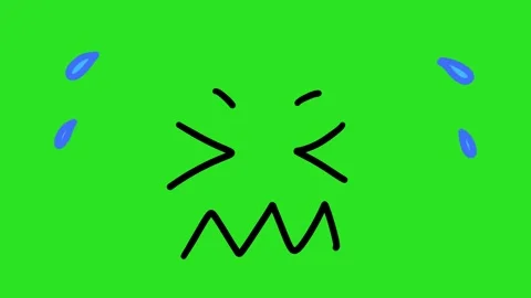 Animated Hand Drawn Crying Frustrated Face Green Screen Overlay Stock Footage 340532027