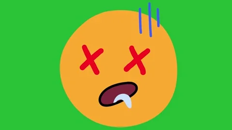 Animated Hand Drawn Dead Dizzy Emoji Effect Green Screen Overlay Vídeo Stock 340532154