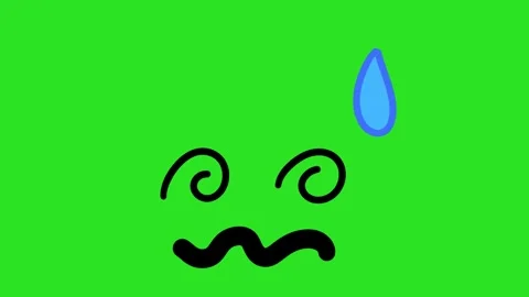 Animated Hand Drawn Dizzy Sweat Drop Face Green Screen Overlay Stock Footage 340532036