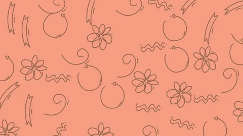 Animated Hand-Drawn Doodle Pattern with Flowers and Swirls on a Pink Backgr.. Stock Footage 318941154