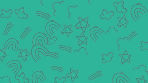 Animated Hand drawn doodle pattern with rainbows and stars 스톡 동영상 346469725