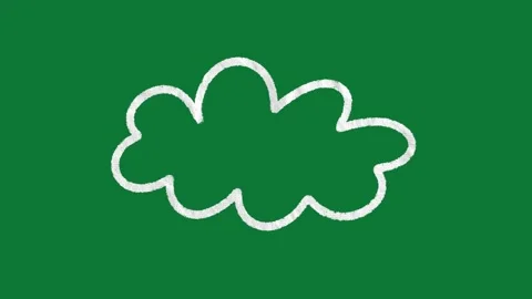 Animated Hand Drawn Fluffy Cloud Weather Doodle on Green Screen Vidéo 334579541