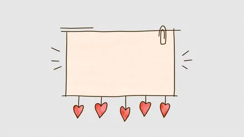 Animated hand drawn frame with doodle hearts. Video clip with alpha channel. Stock Footage 301072822