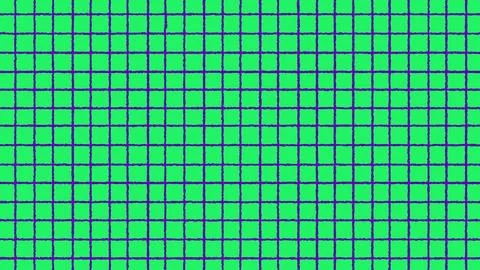 Animated hand-drawn grid texture video with purple and green colors. Stock Illustration