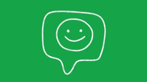 Animated Hand Drawn Happy Smile Speech Bubble Overlay on Green Screen 库存影片 334579361
