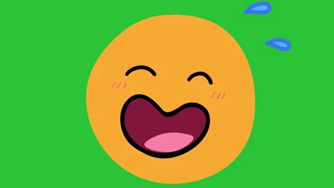 Animated Hand Drawn Laughing Laughing Sweat Drop Emoji Face Green Screen Overlay Видео 340532128