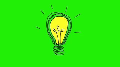 Animated Hand-Drawn Light Bulbs on Green Screen, Doodle Style, Idea Stock Footage 320355677
