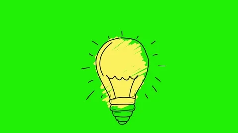Animated Hand-Drawn Light Bulbs on Green Screen, Doodle Style, Idea Stock-Footage 320355691
